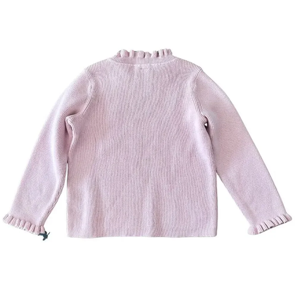 GAP Long Sleeve with Ruffles at Crew Neck and Cuff Pink 4T